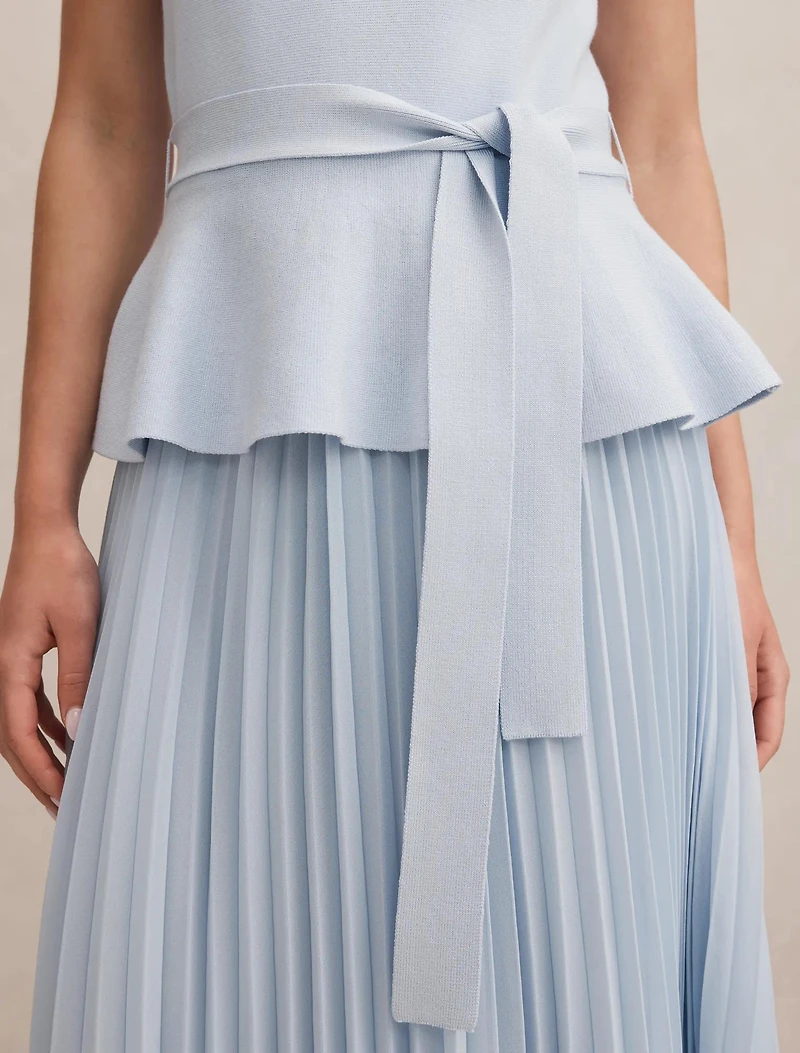 Peony Pleat Mixed Dress