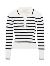 Sasha Ribbed Knit Polo T-shirt