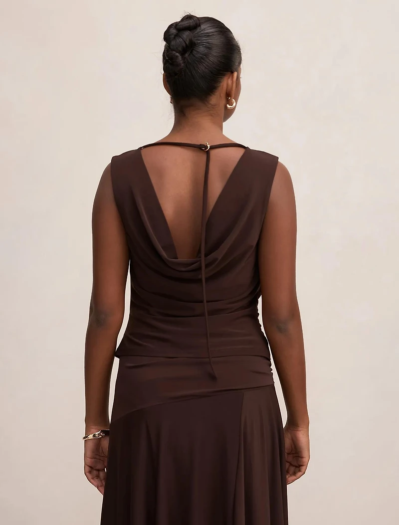 Ada Petite Drape Cowl Back Top