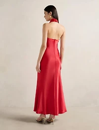 Yvette Halter Neck Satin Maxi