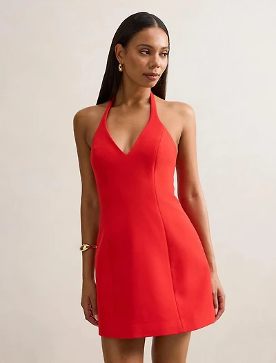 Letta Crepe Halter Mini Dress