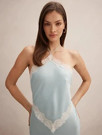 Kelli Lace Strappy Satin Maxi Dress