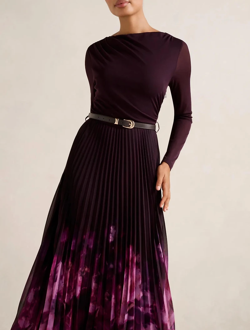 Adelina 2-in-1 Pleat Midi Dress
