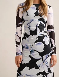 Amaya Long Sleeved Mesh Midi Dress