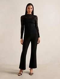 Henley High Neck Lace Top