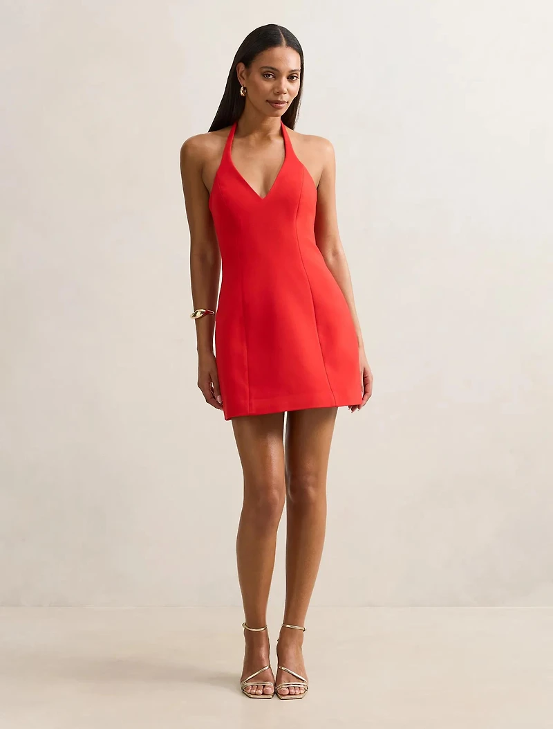 Letta Crepe Halter Mini Dress