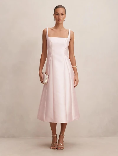 Kayla Structured Satin Midi Dress