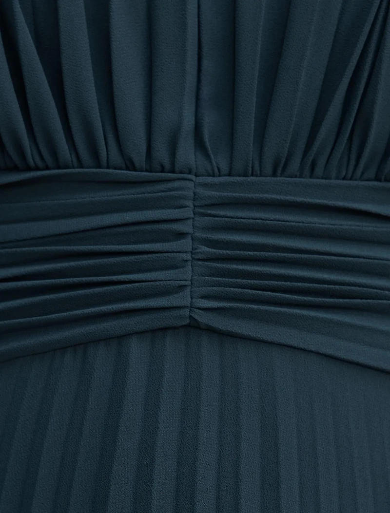 Leia Pleated Cape Maxi Dress