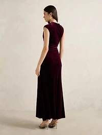 Jordana Asymmetric Velvet Maxi Dress