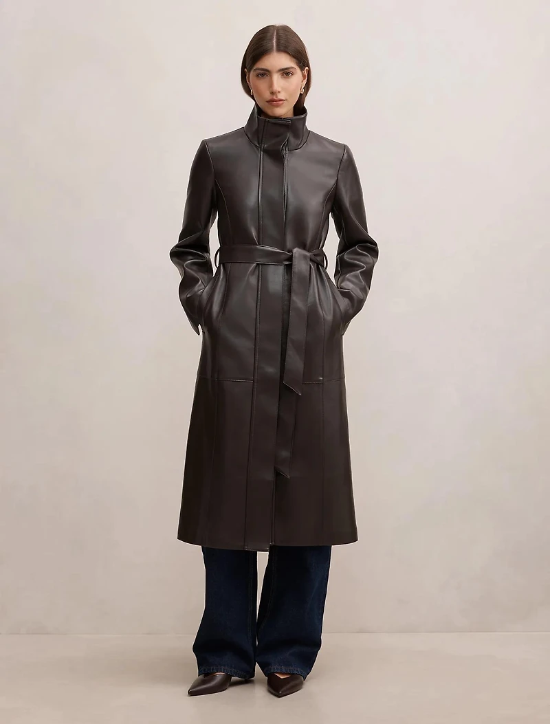 Bonnie PU Funnel Trench Coat