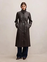 Bonnie PU Funnel Trench Coat