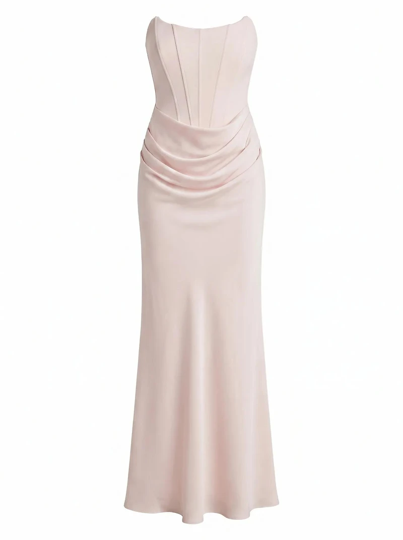 Isra Petite Drape Strapless Maxi