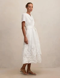 Matilda Embroidered Tie Midi Dress