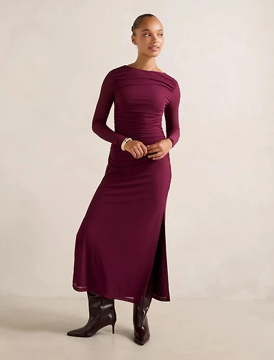 Brittany Gathered Mesh Midi