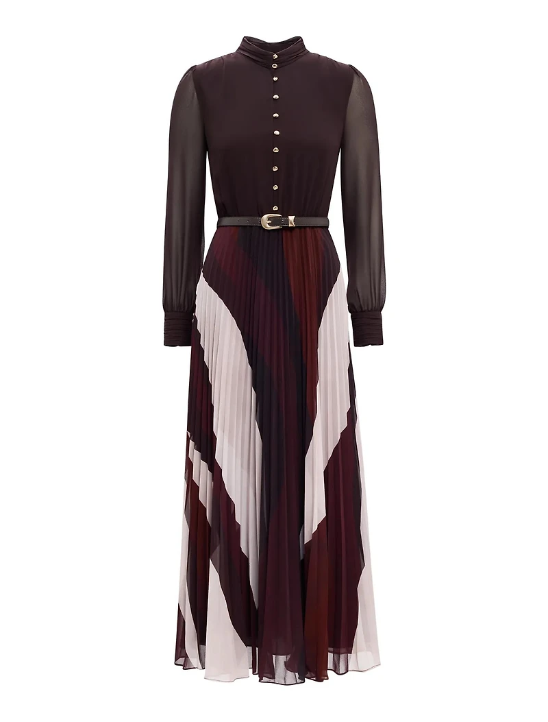 Anya Long Sleeve Pleated Midi Dress