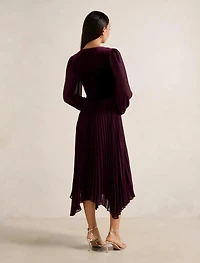 Margaret Velvet Pleat Midi Dress