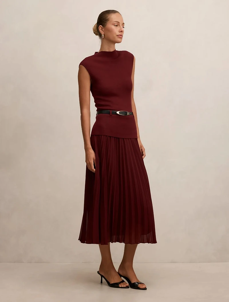 Lorelei Woven Mixed Midi Dress
