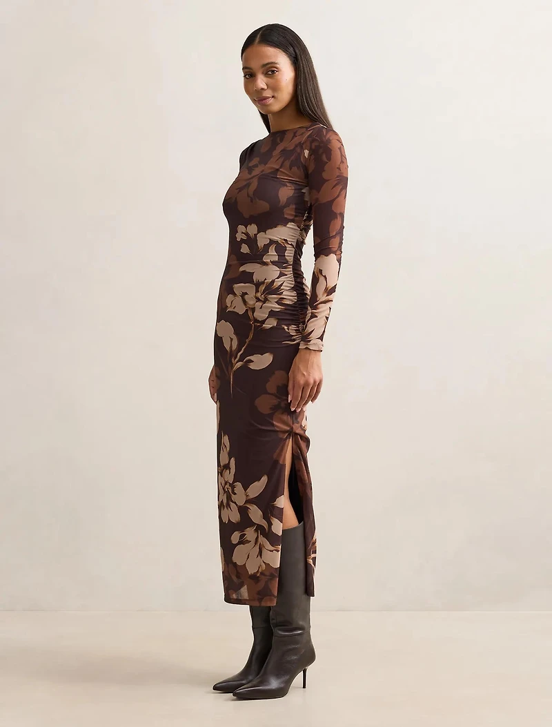 Alannah Mesh Long Sleeve Midi Dress