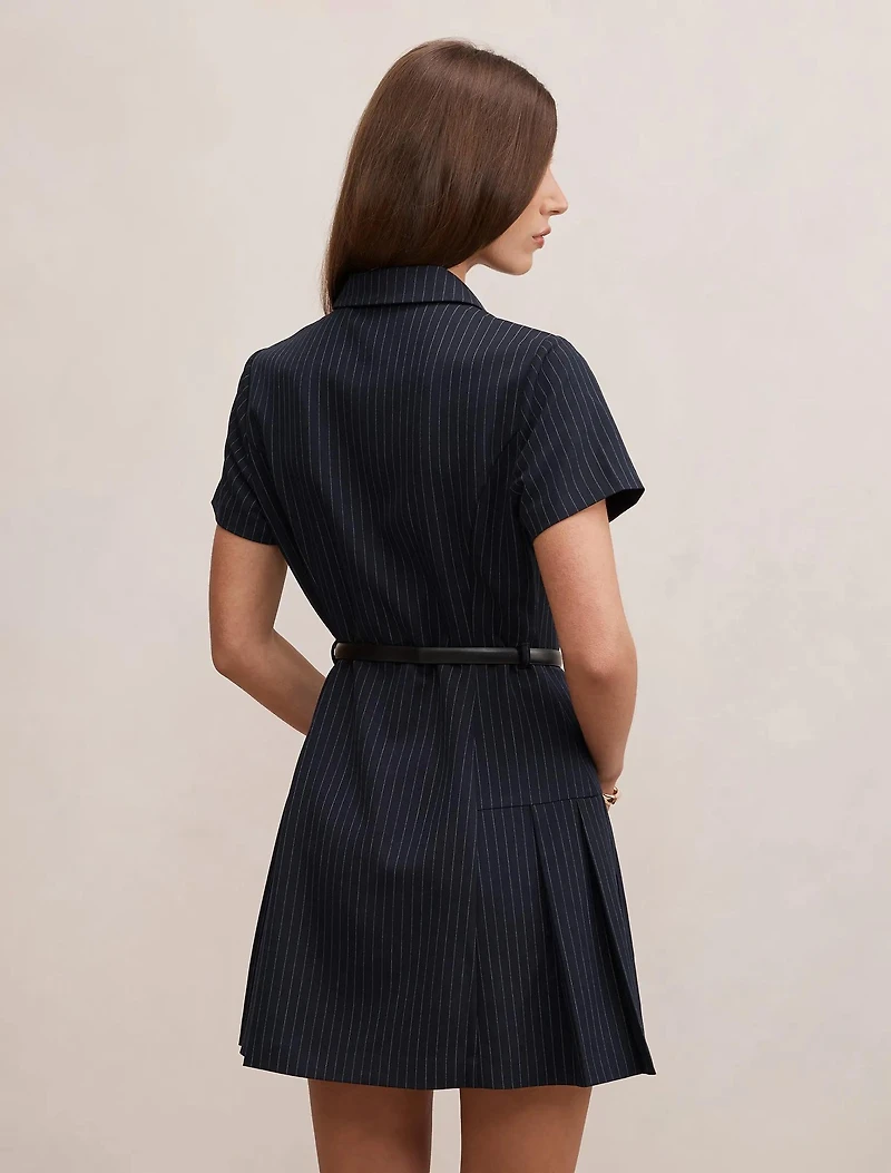 Gigi Pleated Button Down Mini Dress