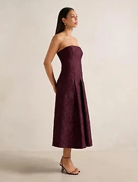 Charlotte Strapless Jacquard Midi Dress
