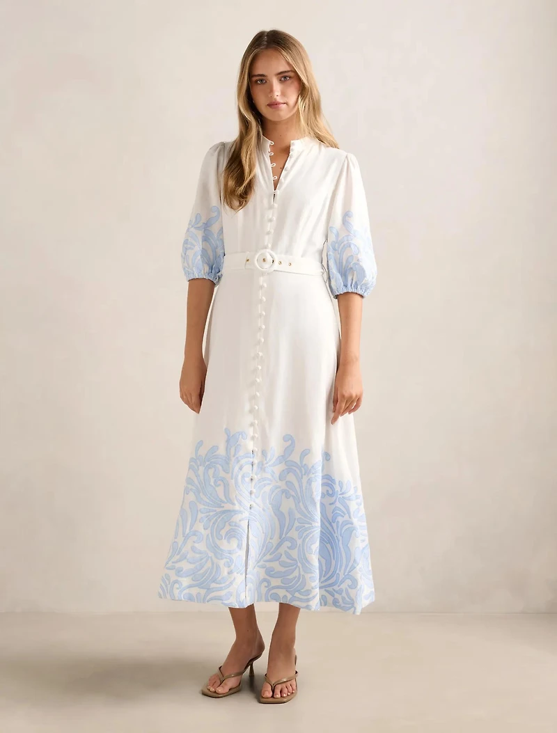 Esther Embroidered Midi Dress