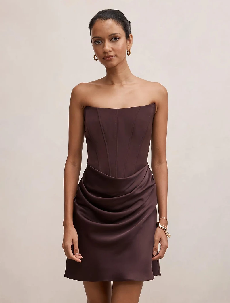 Isra Petite Drape Strapless Mini