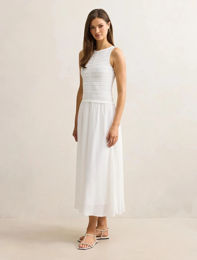 Indy Woven Mixed Midi Dress