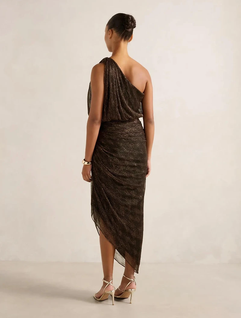 Cassidy One Shoulder Plisse Midi Dress