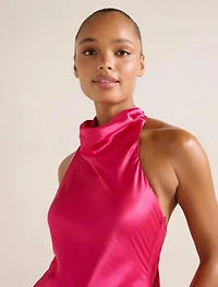Clementine High Neck Satin Maxi