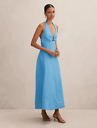 Angie Petite Halter Linen Midi