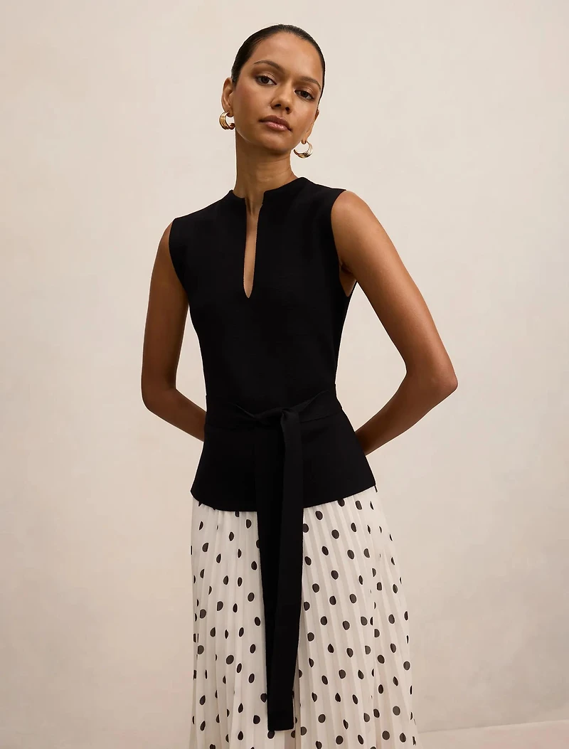 Tanya Petite Woven Mix Knit Dress