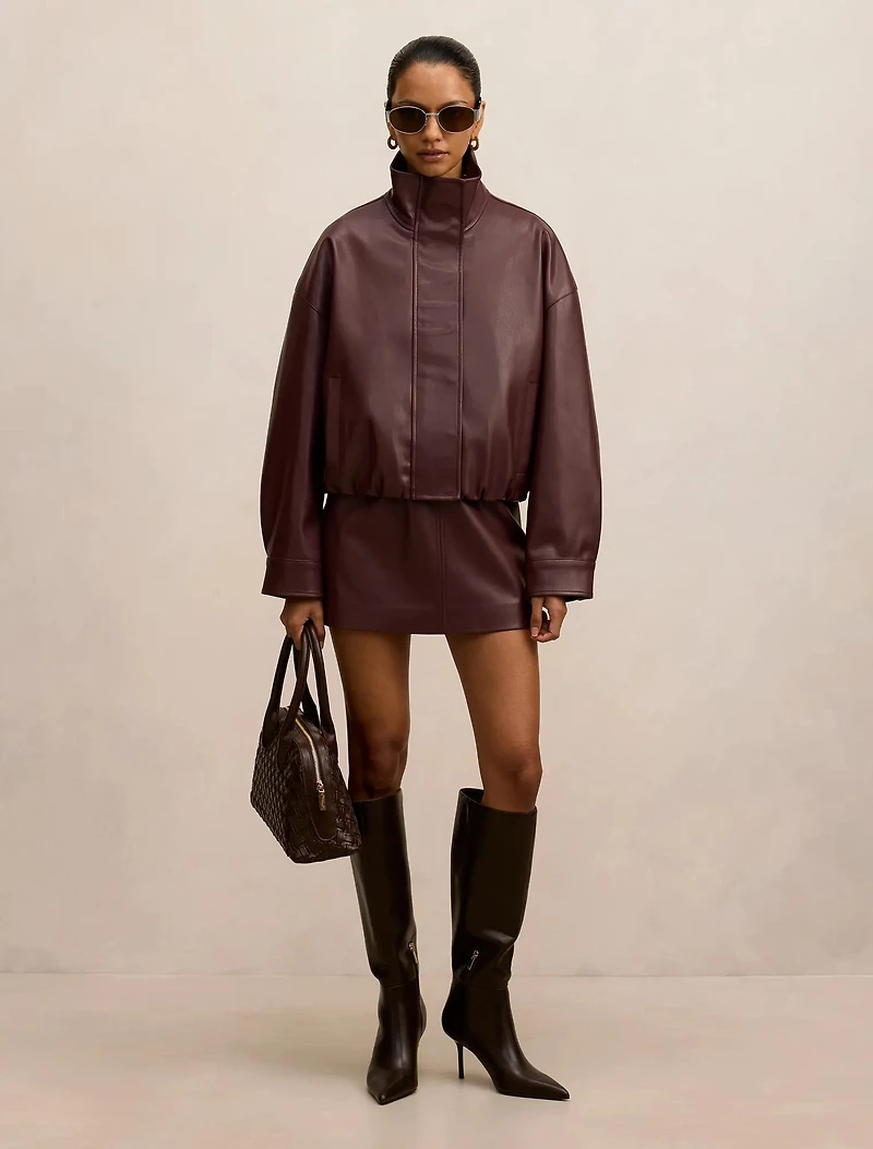 Renee Petite Vegan Leather Mini Skirt