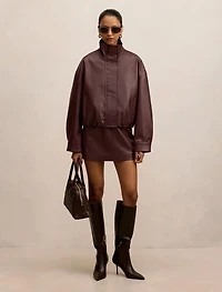 Renee Petite Vegan Leather Mini Skirt