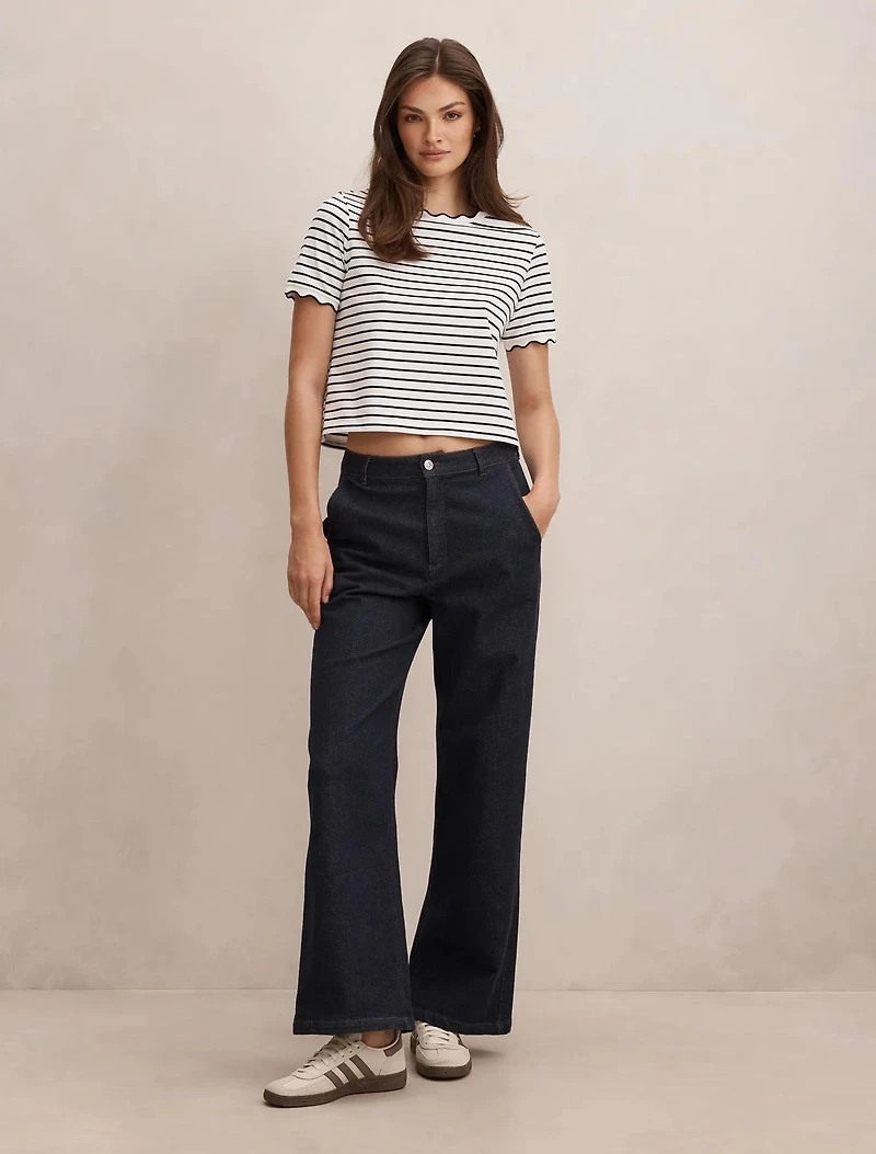 Dolly Stripe Scallop Tee