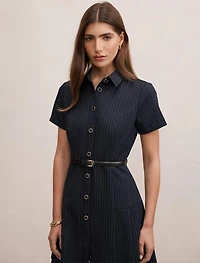 Gigi Pleated Button Down Mini Dress