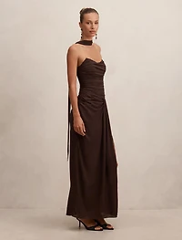 Arli Strapless Ruched Maxi Dress