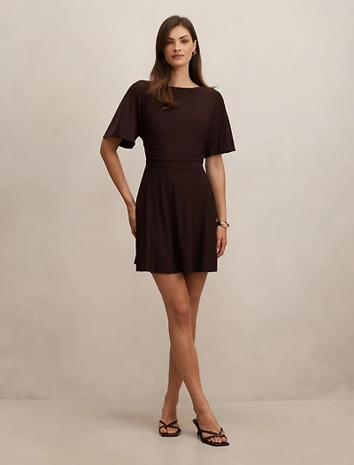 Cora Flutter Sleeve Tie Mini Dress