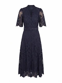 Liberty Flutter Sleeve Lace Midi Dress