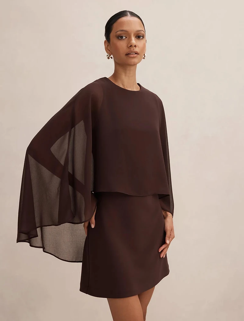 Irena Petite Sheer Cape Mini Dress