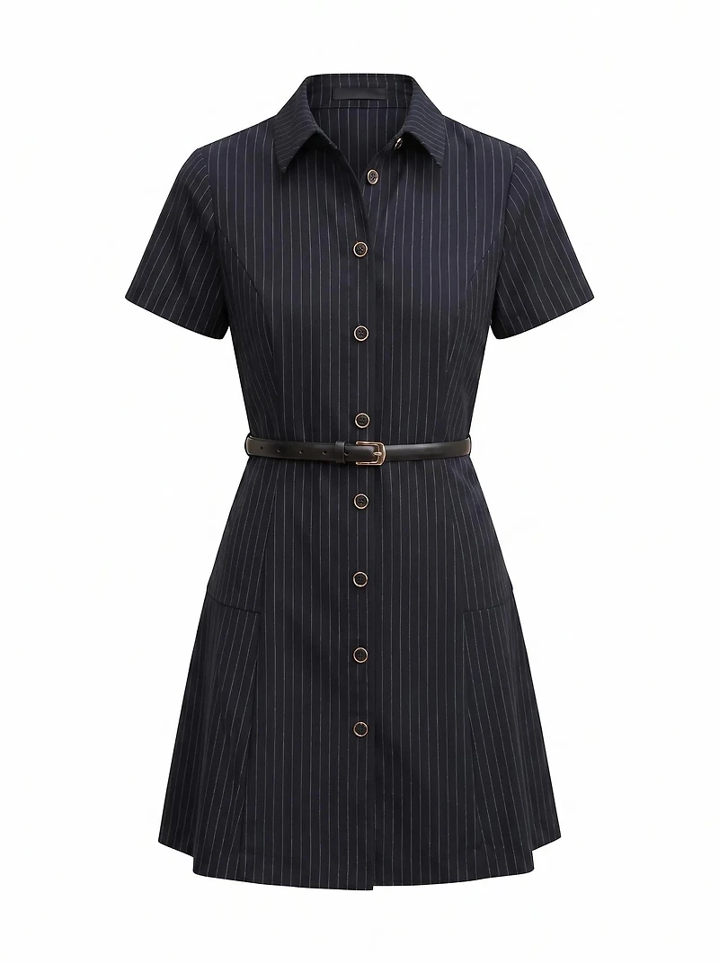 Gigi Pleated Button Down Mini Dress