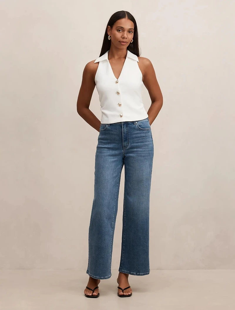 Tully Collared V Neck Top