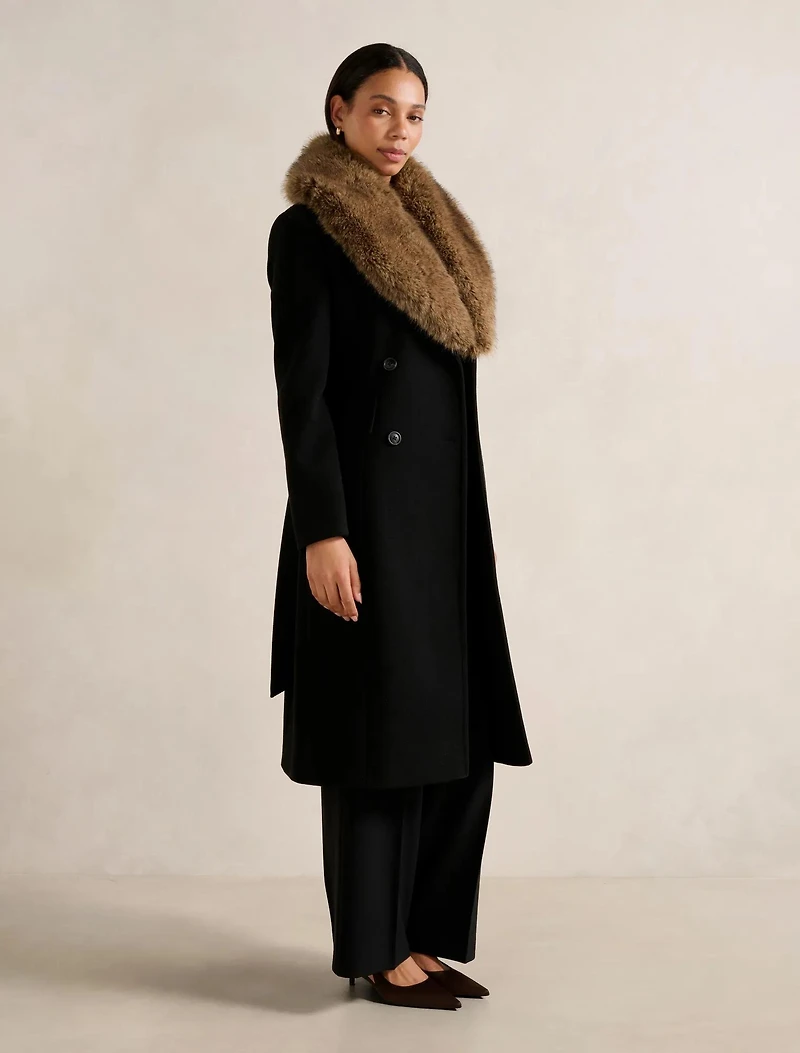 Chelsea Double Breasted Fur Collar Coat