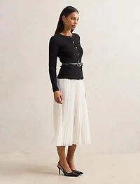 Louisa Long Sleeve Woven Mix Knit Dress