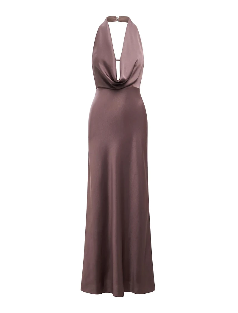 Becca Cowl Halter Satin Gown