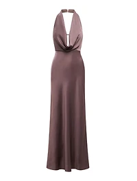 Becca Cowl Halter Satin Gown