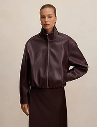 Julia PU Funnel Neck Jacket