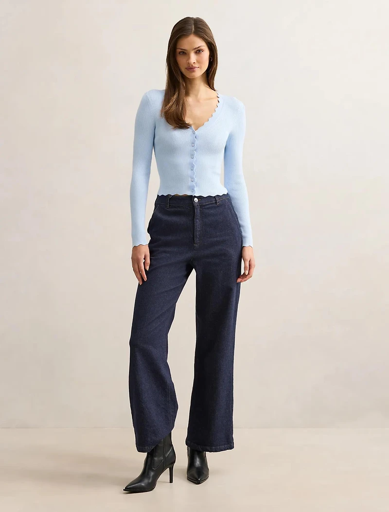 Sally Scallop Trim Knit Cardigan