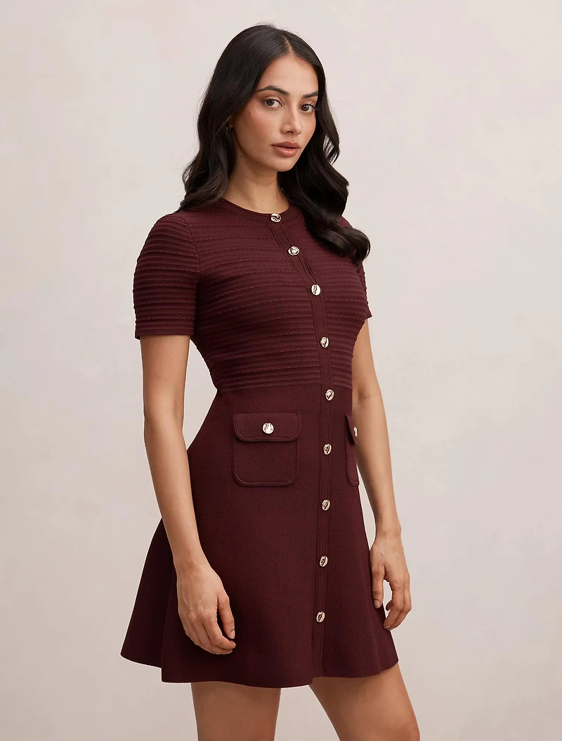 Anika Stitch Interest Knit Mini Dress