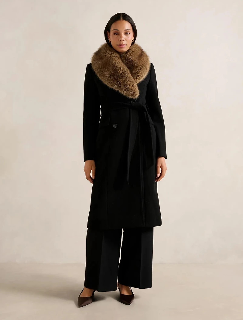 Chelsea Double Breasted Fur Collar Coat