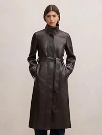 Bonnie PU Funnel Trench Coat